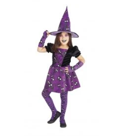 DISFRAZ BRUJA MININOS PURPURINA INFANTIL