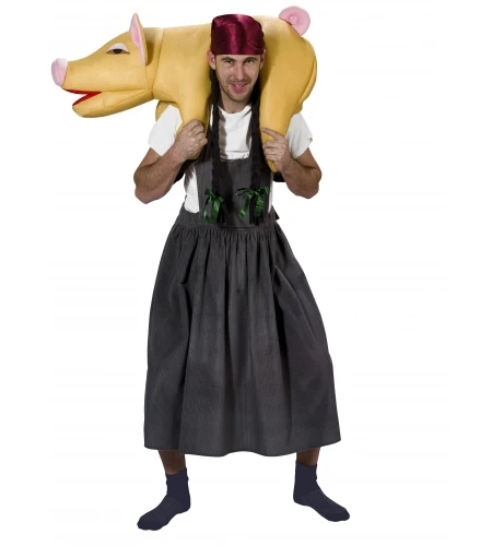 DISFRAZ GRANJERA CON CERDO