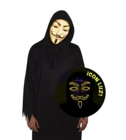 MÁSCARA V DE VENDETTA CON LUZ